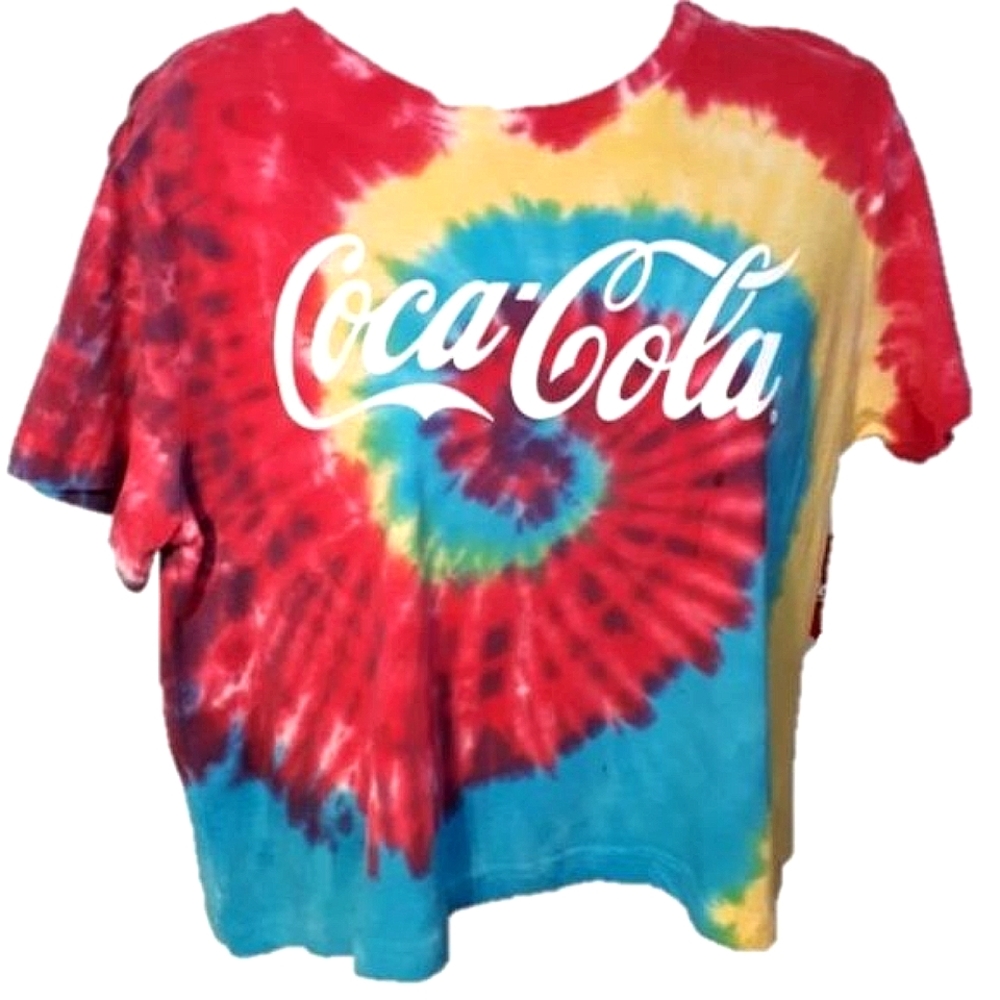 *NEW* COCA-COLA Pink/Yellow/Blue Tie Dye T-Shirt Size Small NWT Ardene